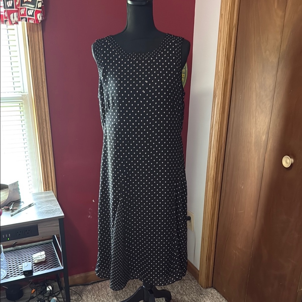 Ann Taylor Black and White Sleeveless A-line Midi Dress